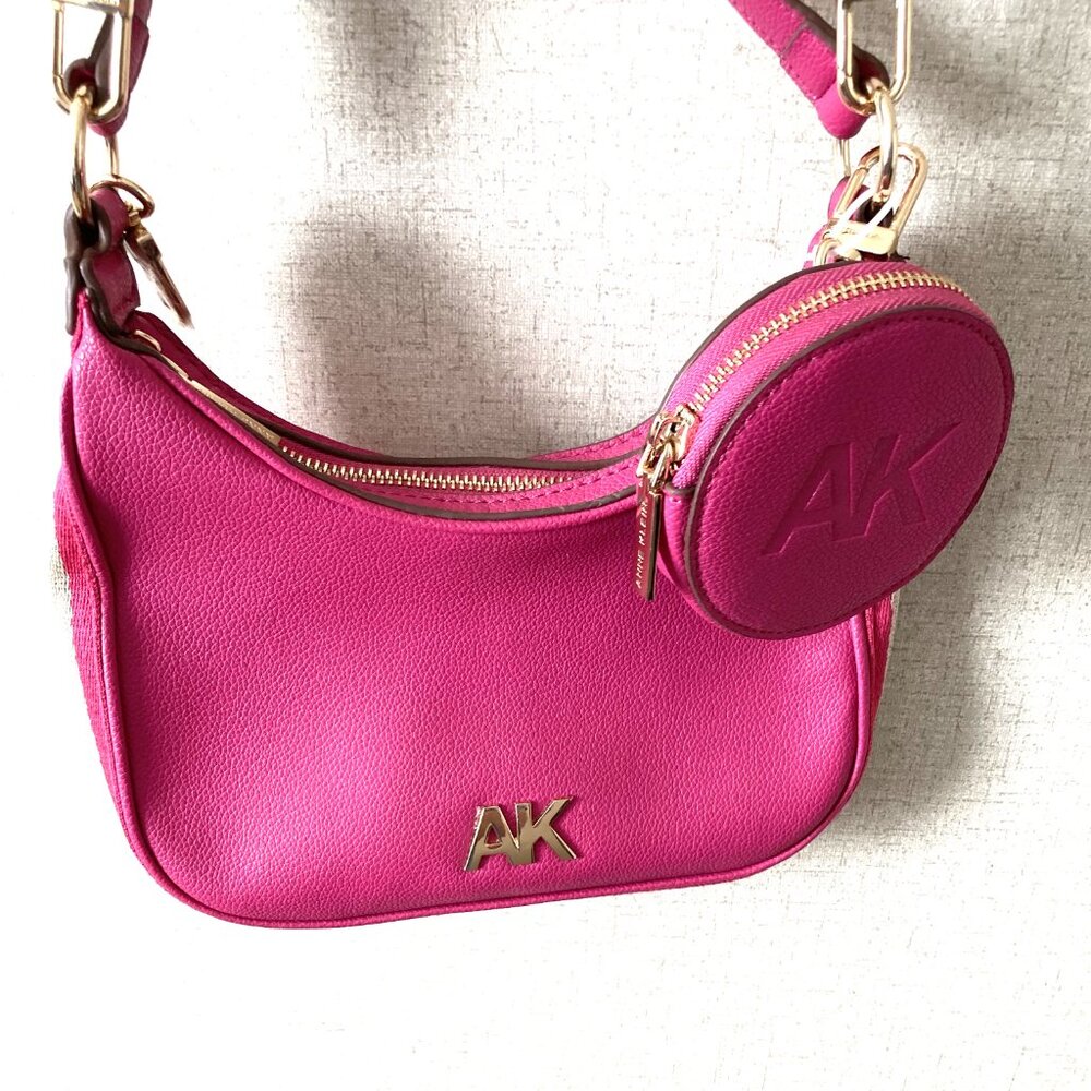 Ann Klein Crossbody/Shoulder Vibrant Pink Bag with Matching Coin Purse - Picture 1 of 12